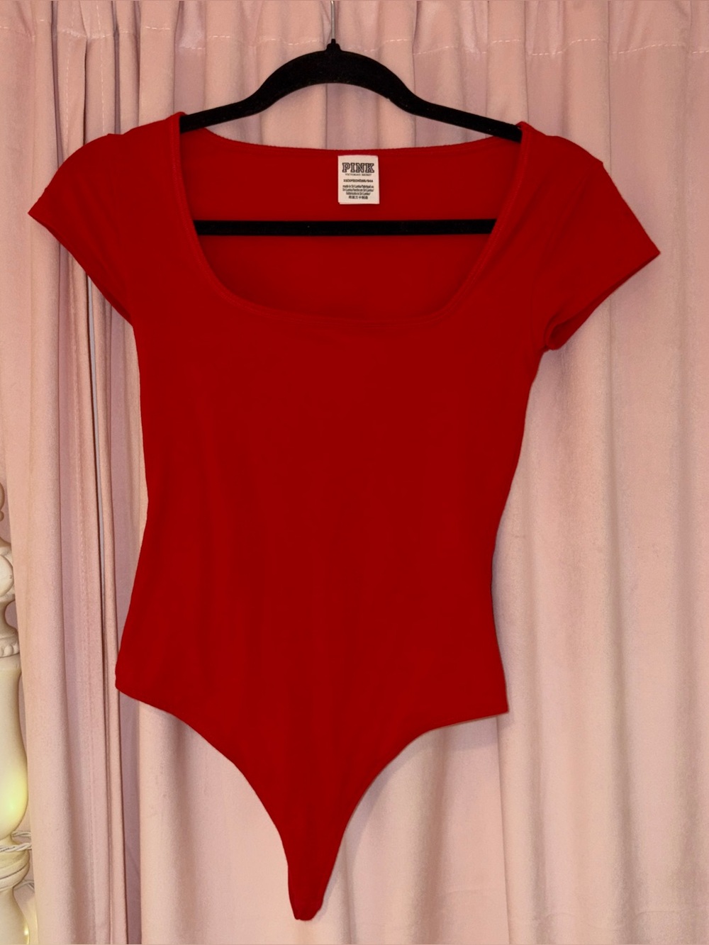PINK Victoria's Secret Bright Red Scoop Neck Bodysuit